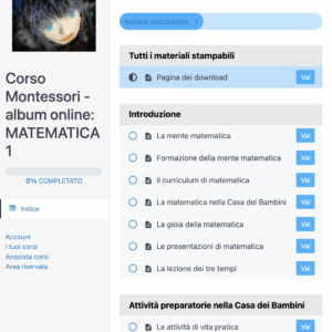 Corso Montessori - Album online: MATEMATICA 1 (Psicoaritmetica)