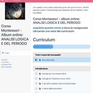Corso Montessori – Album online: ANALISI LOGICA E DEL PERIODO (PSICOGRAMMATICA)