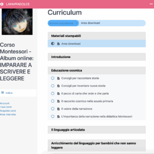 Corso Montessori – Album online: IMPARARE A SCRIVERE E LEGGERE